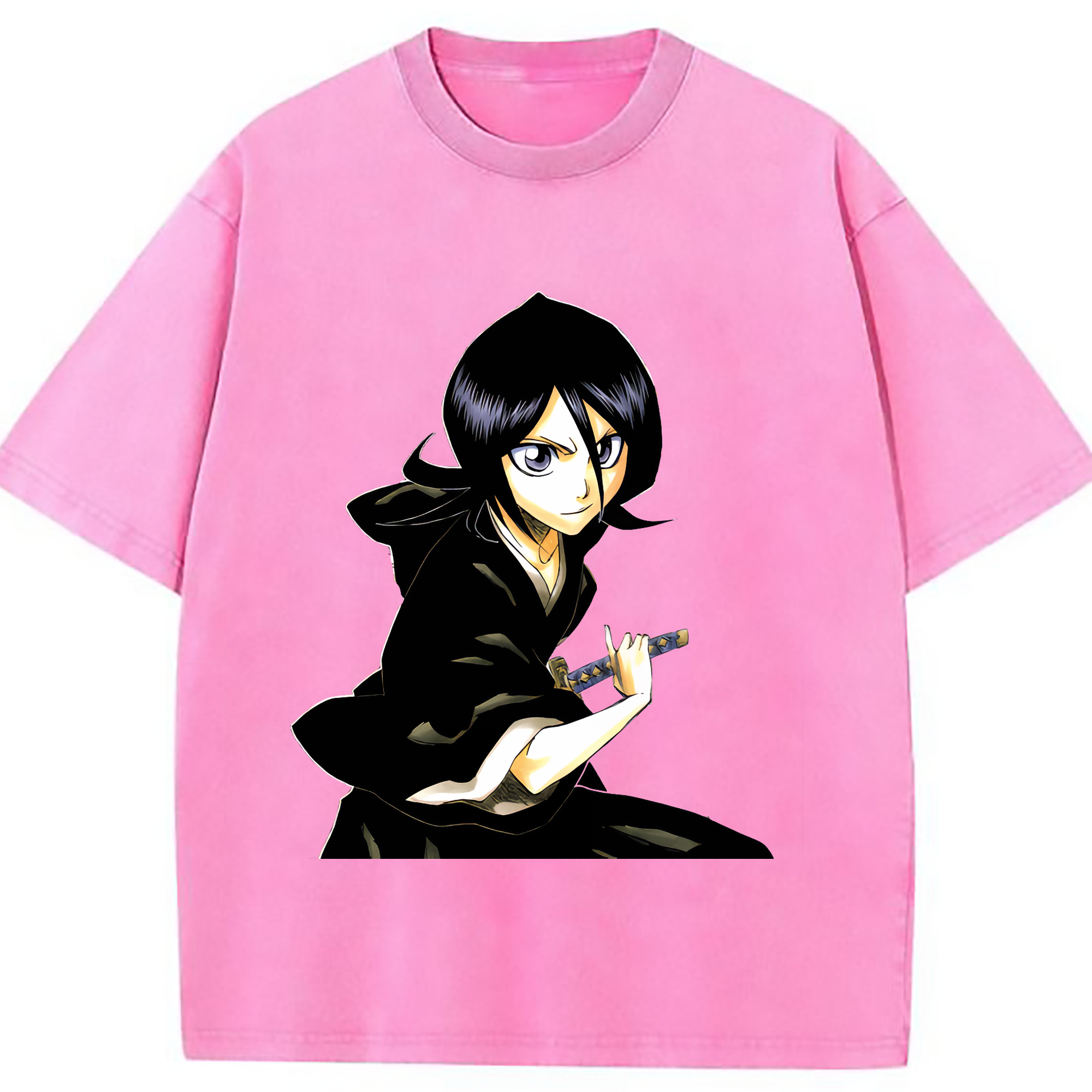 （画像用） ブリーチ 朽木ルキア BLEACH Kuchiki Rukia 綿100% ヴィンテージ風 半袖Tシャツ（フロントプリント）